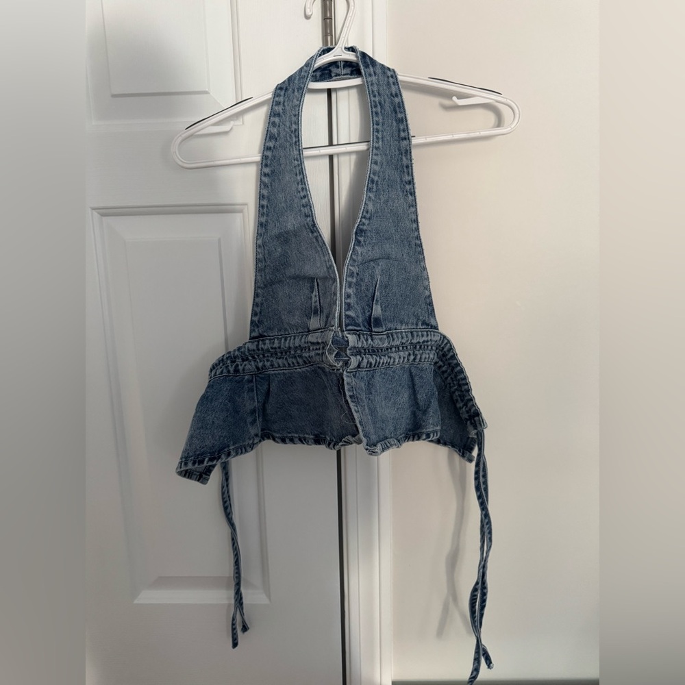 Princess Polly Blue Denim Halter Top